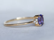 Tanzanite Engagement Ring | Art Deco Halo Tanzanite & Diamond Ring | Wedding Ring -