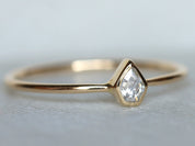 Diamond Triangle Shield Stacking Ring | Gold Diamond Ring | Geometric Diamond Band -