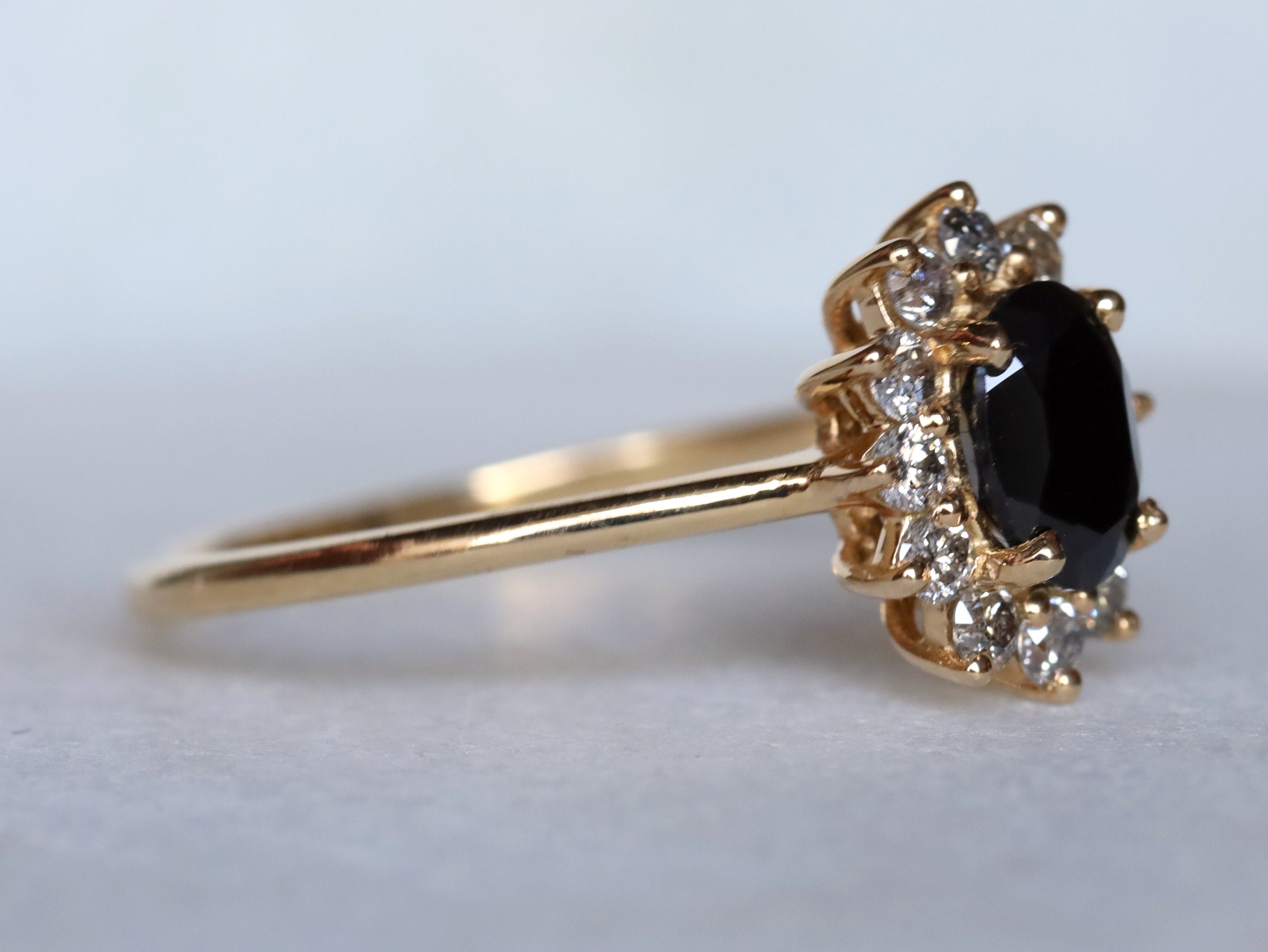Black Diamond Ring | Gold Black Diamond | Halo Diamond Engagement Ring -
