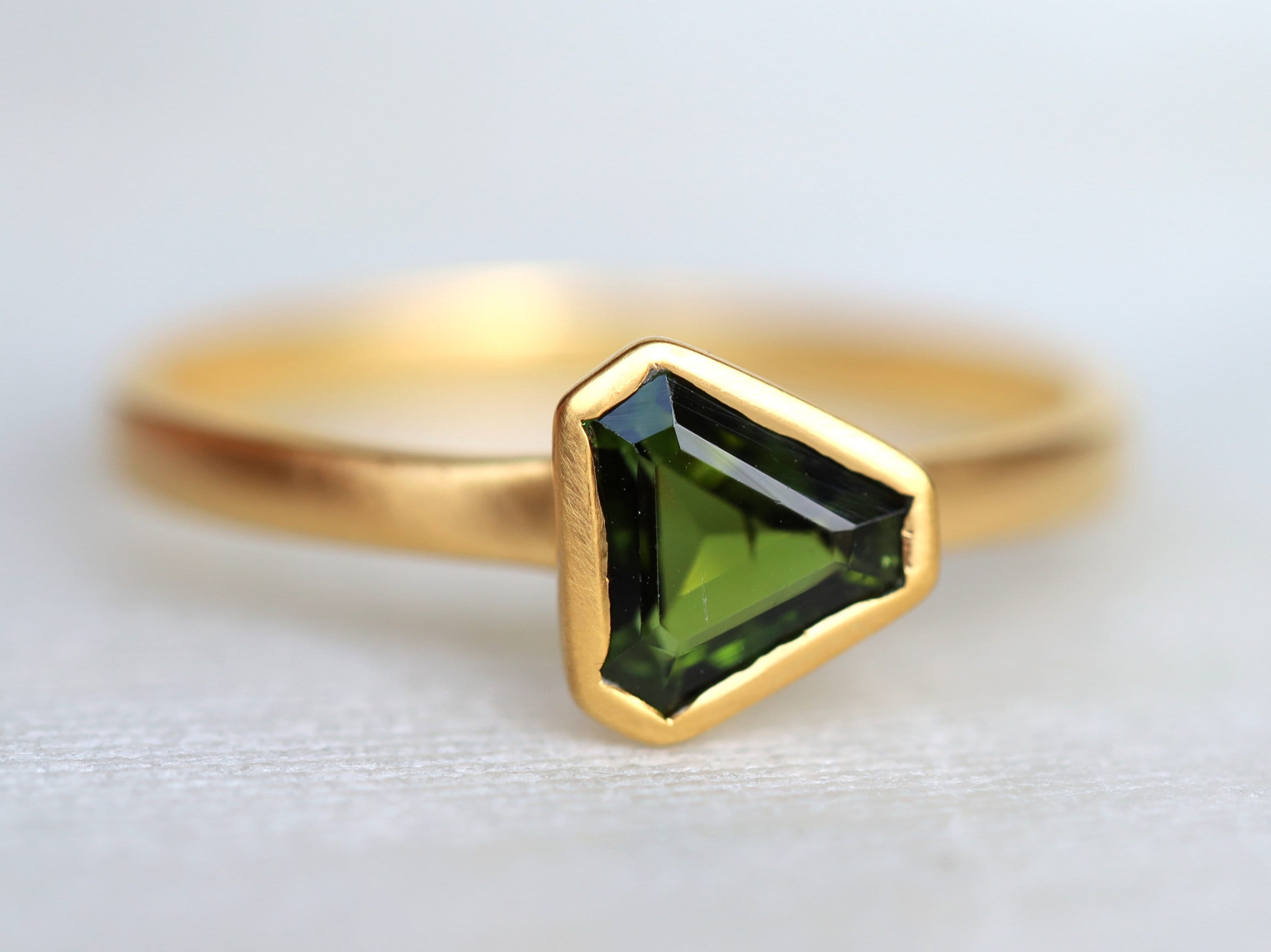 Fancy Green Tourmaline Stacking Ring | Candy Tourmaline Engagement Ring -