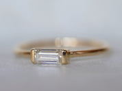 GIA Diamond Baguette Stacking Ring | White Diamond Ring | Gold and Diamond Stacking Ring -