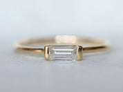 GIA Diamond Baguette Stacking Ring | White Diamond Ring | Gold and Diamond Stacking Ring -