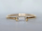 GIA Diamond Baguette Stacking Ring | White Diamond Ring | Gold and Diamond Stacking Ring -