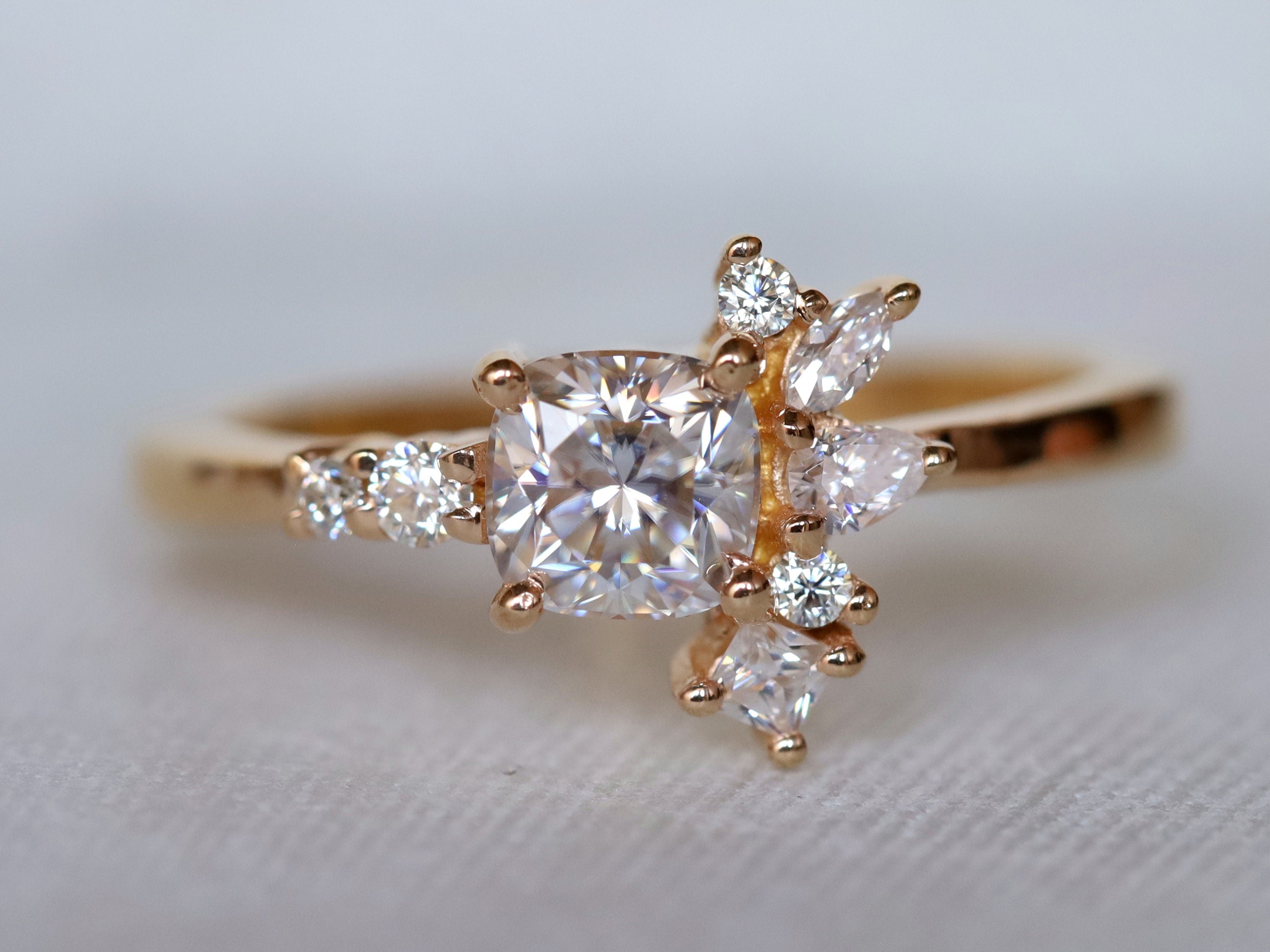 GIA F-G VS 0.5 Carat Diamond Cluster Ring | Wedding & Engagement Ring | Art Deco Design -