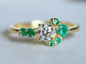 Opal Stacking Ring | Dainty Australian Fire Opal Ring | Rose Cut Diamond Ring -