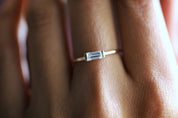 GIA Diamond Baguette Stacking Ring | White Diamond Ring | Gold and Diamond Stacking Ring -