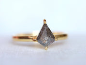 Kite Diamond Ring | Salt & Pepper Diamond Ring | 1 Carat Rose Cut Diamond Ring -