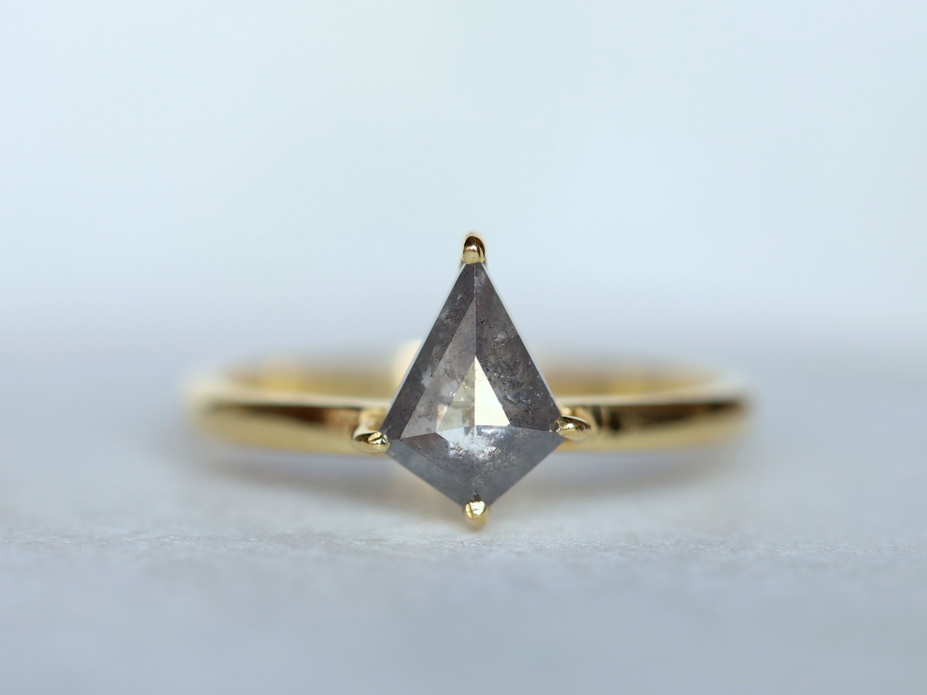 Kite Salt and Pepper Diamond Engagement Ring | Rose Cut | 0.75 Carat Diamond -