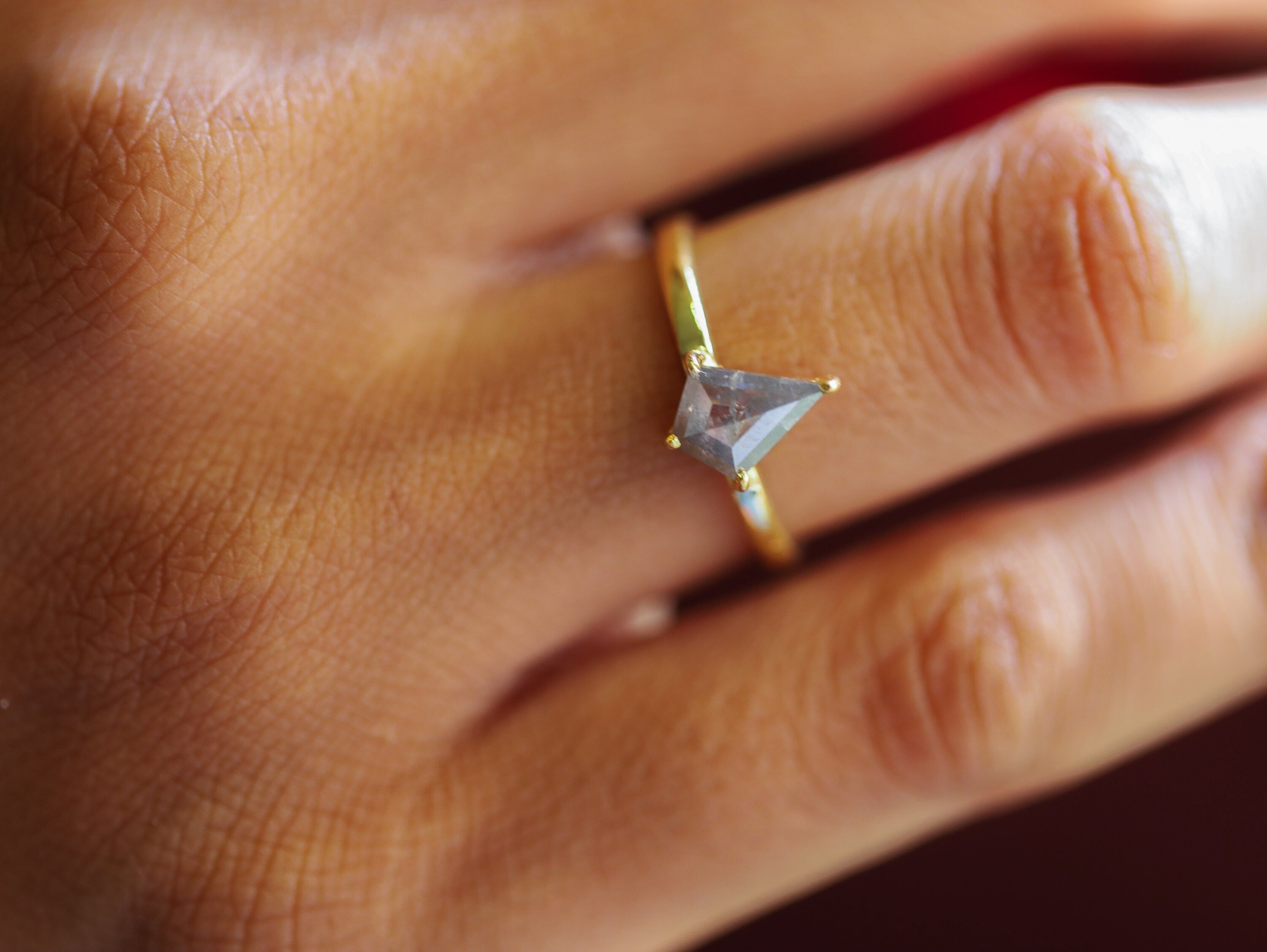 Kite Salt and Pepper Diamond Engagement Ring | Rose Cut | 0.75 Carat Diamond -