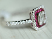 Diamond & Ruby Ring | Illusion Setting | Diamond Baguette Engagement | Anniversary Ring -