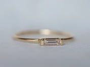 Diamond Baguette Ring | Gold & Diamond Stacking Ring | Dainty Everyday Ring -