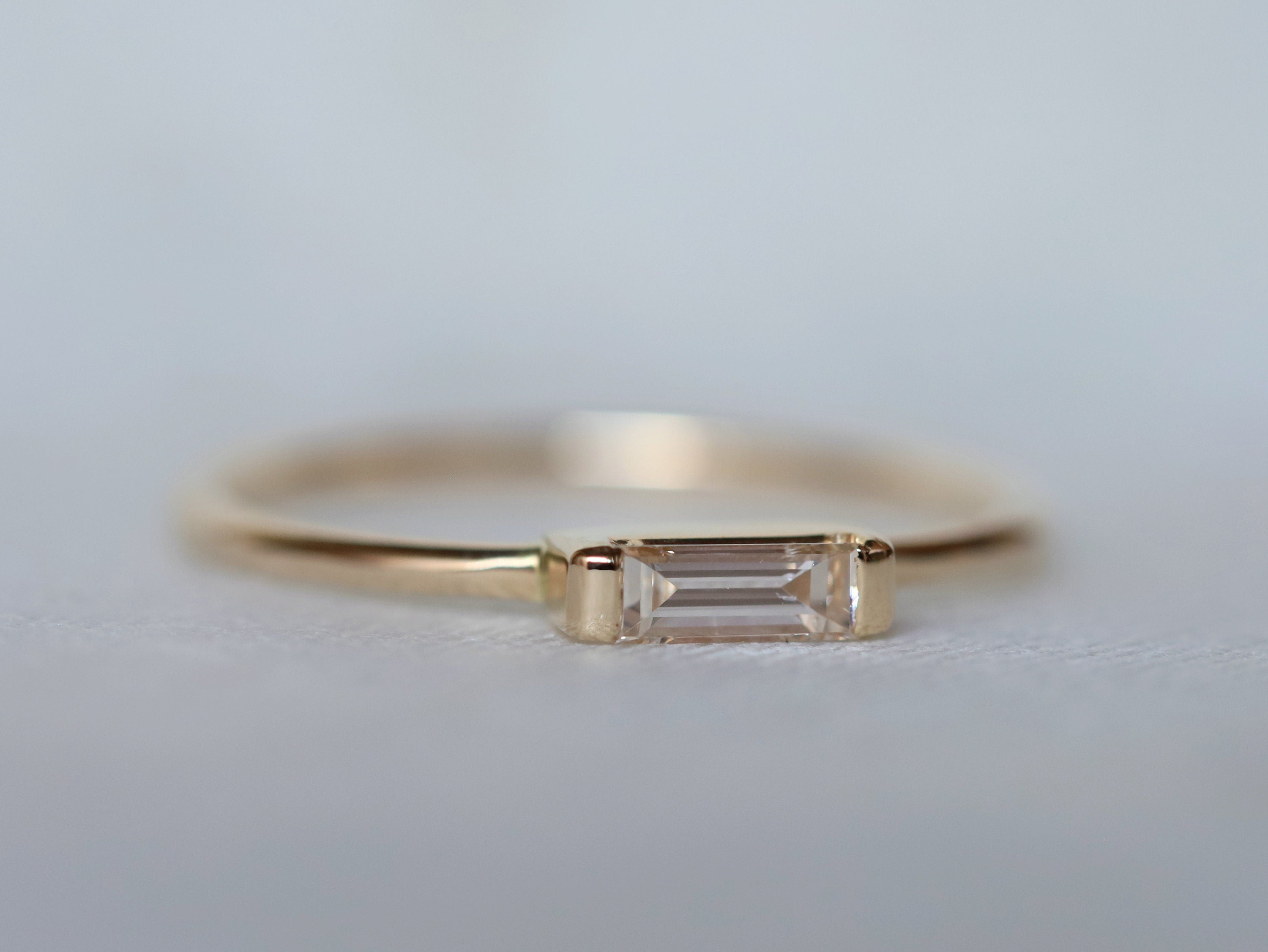 Diamond Baguette Ring | Gold & Diamond Stacking Ring | Dainty Everyday Ring -