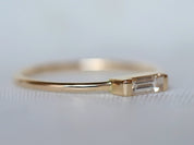 Diamond Baguette Ring | Gold & Diamond Stacking Ring | Dainty Everyday Ring -