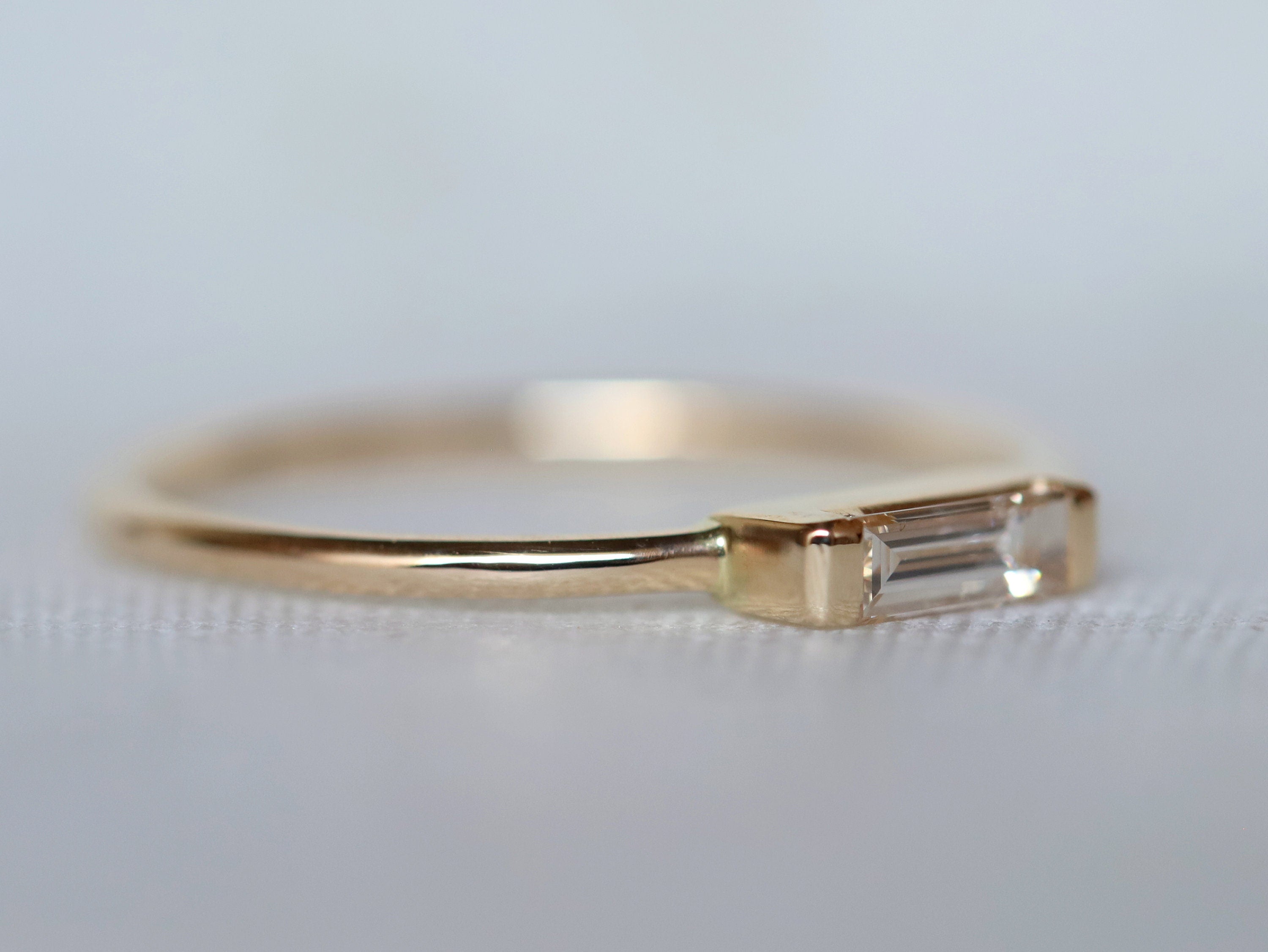 Diamond Baguette Ring | Gold & Diamond Stacking Ring | Dainty Everyday Ring -