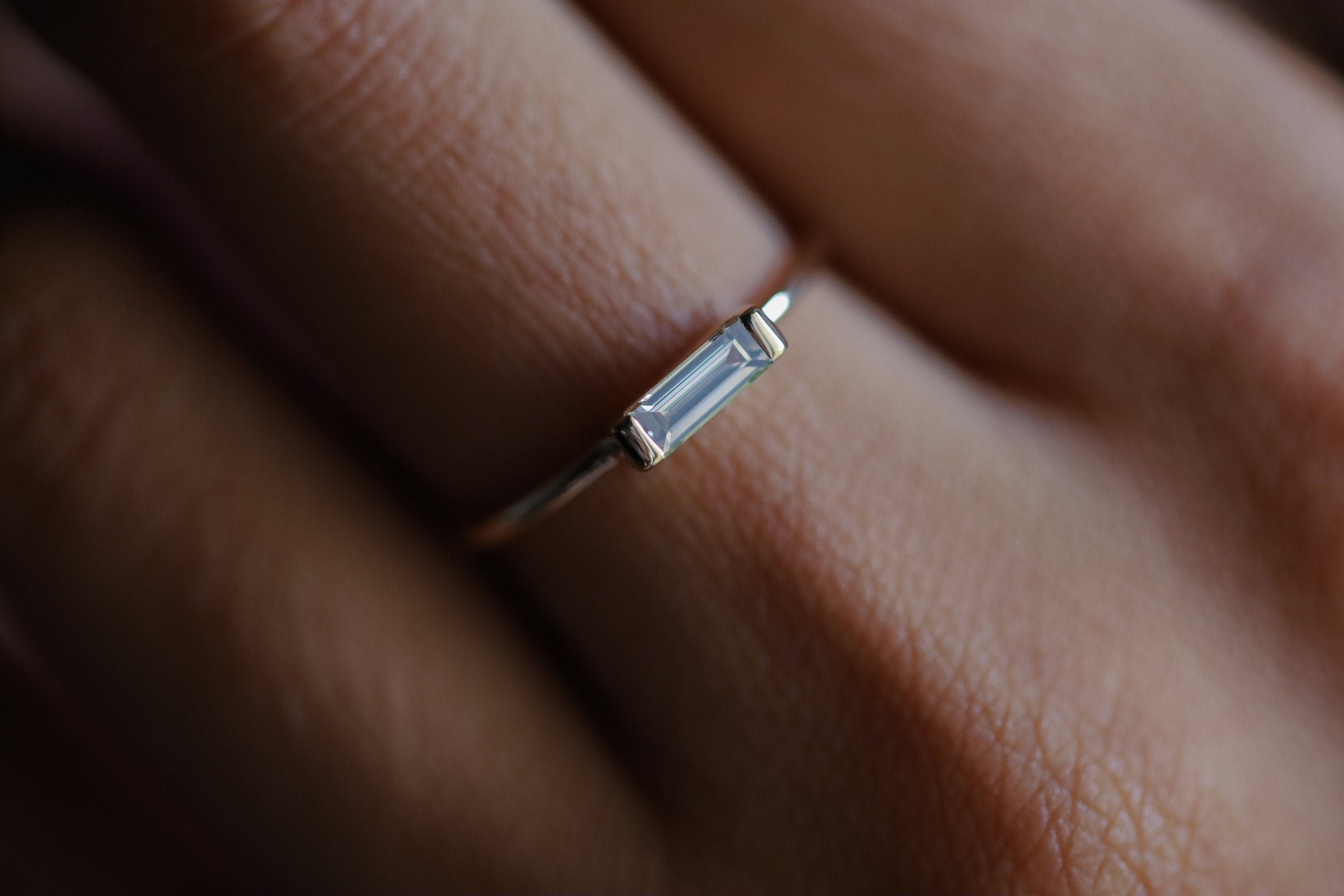 Diamond Baguette Ring | Gold & Diamond Stacking Ring | Dainty Everyday Ring -
