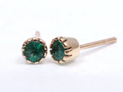 Natural Emerald Earrings | 14k Gold Emerald Stud Earrings | Genuine Emerald Jewelry for Her -
