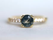 Moss Agate Engagement Ring | Large Moss Agate Solitaire Ring | Anniversary Promise Ring -