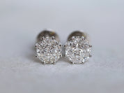 Invisible Set Diamond Stud Earrings | 1 Carat Round Diamond Earrings | Gold Diamond Studs for Everyday Wear -