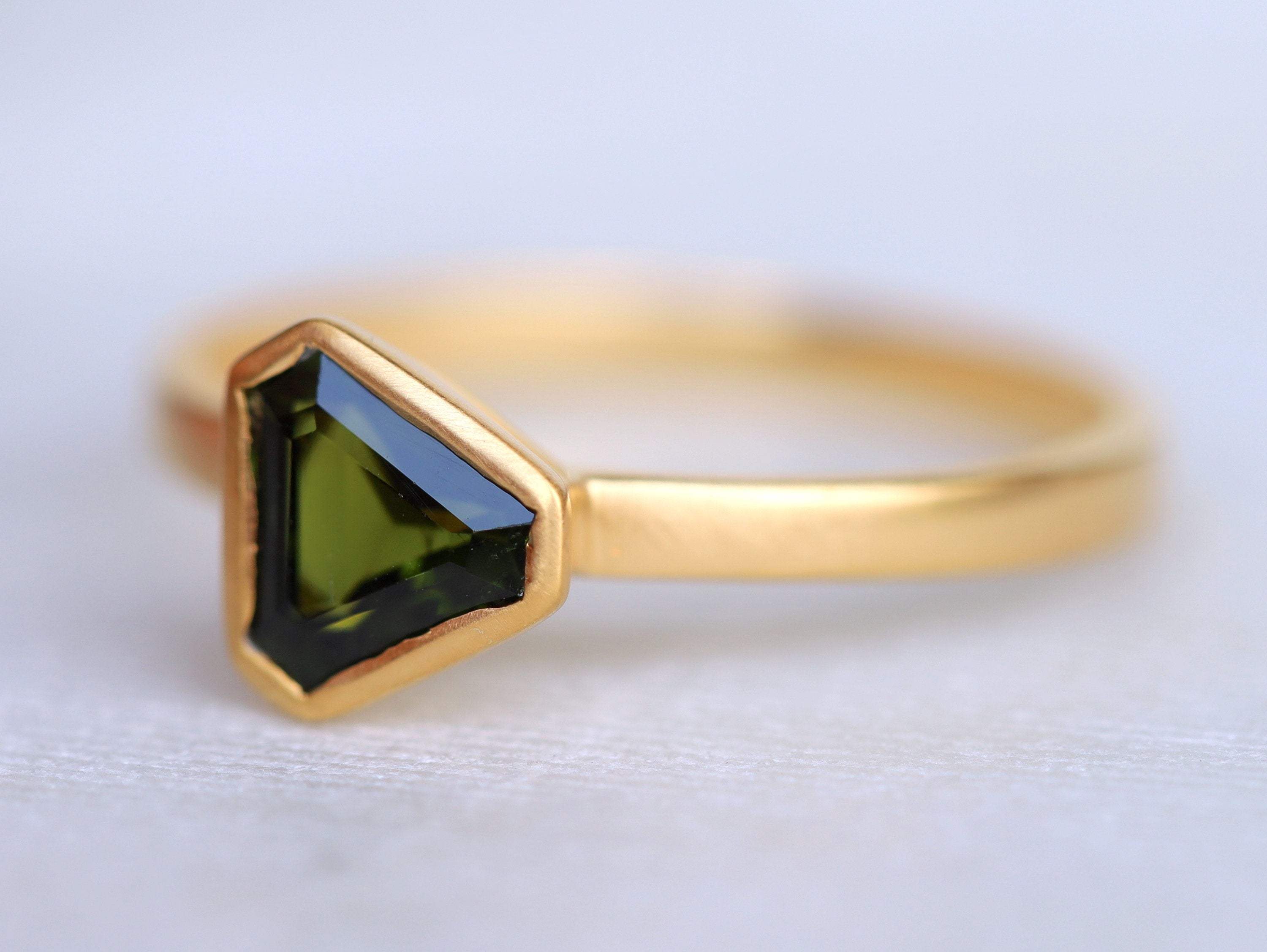 Fancy Green Tourmaline Stacking Ring | Candy Tourmaline Engagement Ring -