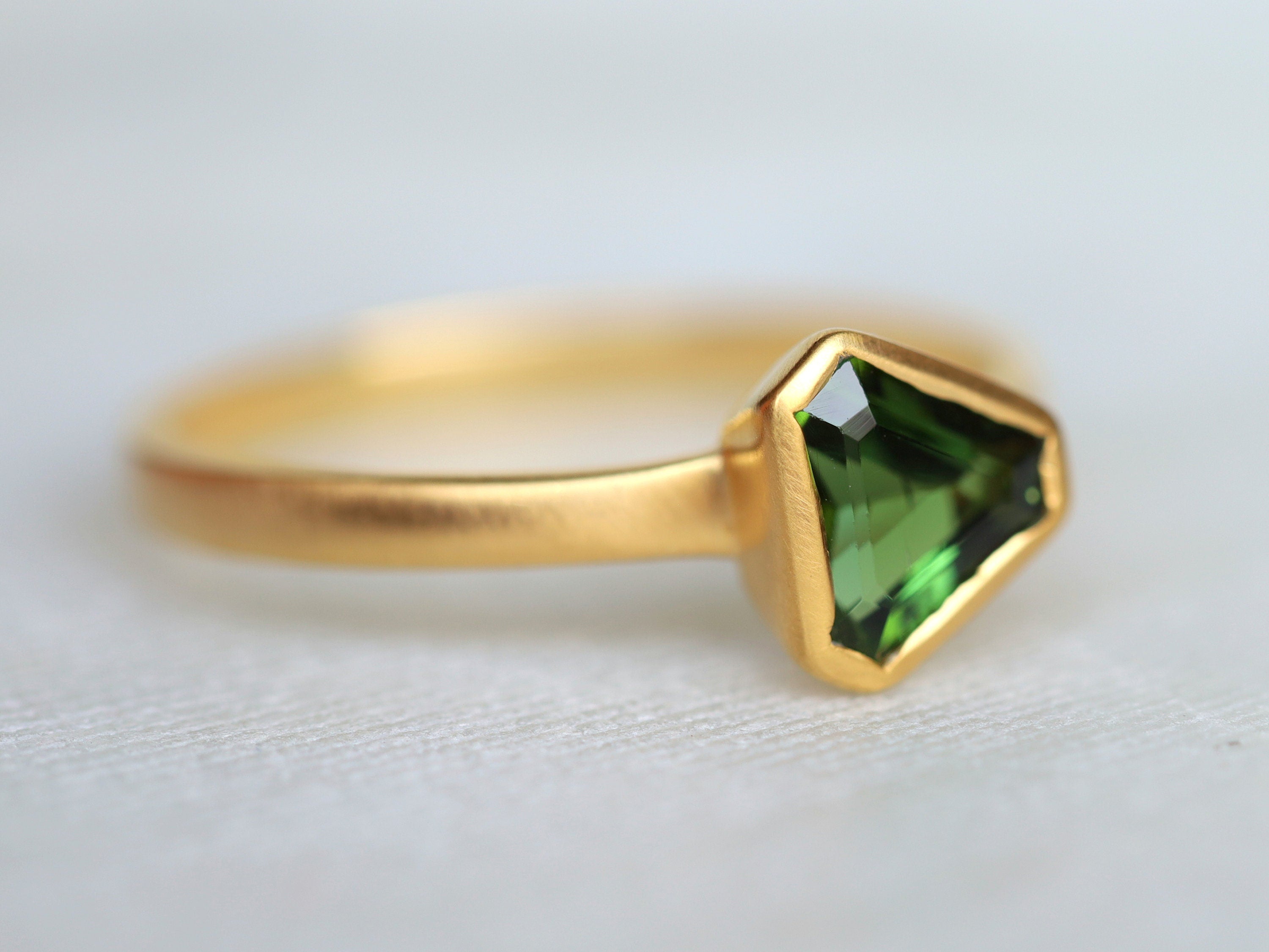 Fancy Green Tourmaline Stacking Ring | Candy Tourmaline Engagement Ring -