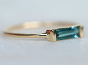 Blue Tourmaline Baguette Ring | Indicolite Tourmaline Jewelry | Elegant Blue Tourmaline Design -