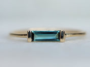 Blue Tourmaline Baguette Ring | Indicolite Tourmaline Jewelry | Elegant Blue Tourmaline Design -
