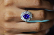 4 Carat Natural Tanzanite Diamond Engagement Ring | Oval Cut | Art Deco Engagement Ring -