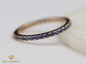 Full Eternity Blue Sapphire Wedding Band | Pink Sapphire 1.5mm Stacking Ring -