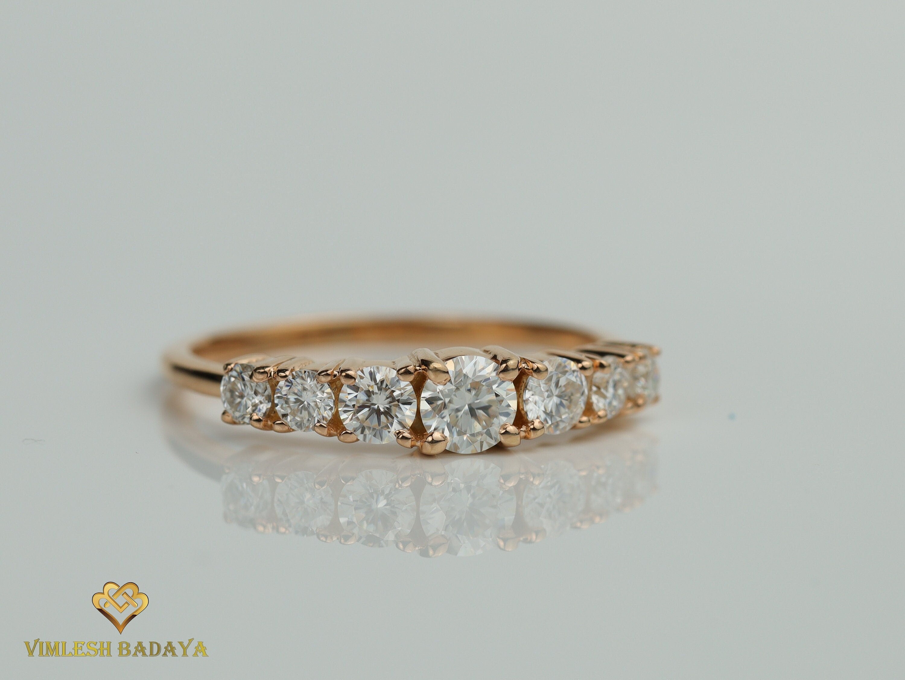 7 Stone GIA Diamond Engagement Ring | Certified Diamond Wedding Ring | Anniversary Gift -
