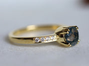 Moss Agate Engagement Ring | Large Moss Agate Solitaire Ring | Anniversary Promise Ring -