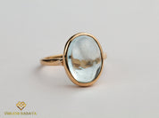 Aquamarine Engagement Ring | Statement 15ct Aquamarine Ring | Bezel Set in Solid Gold -