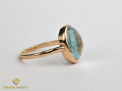 Aquamarine Engagement Ring | Statement 15ct Aquamarine Ring | Bezel Set in Solid Gold -