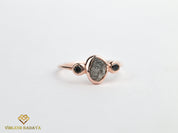Rough Diamond Three-Stone Ring | Black Diamond Engagement Ring | 2-Carat Raw Stone Jewelry -