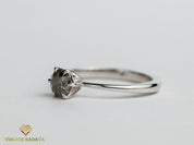 Salt & Pepper Diamond Solitaire Ring | 5mm Gray Diamond Ring | Solid Gold Engagement Ring -