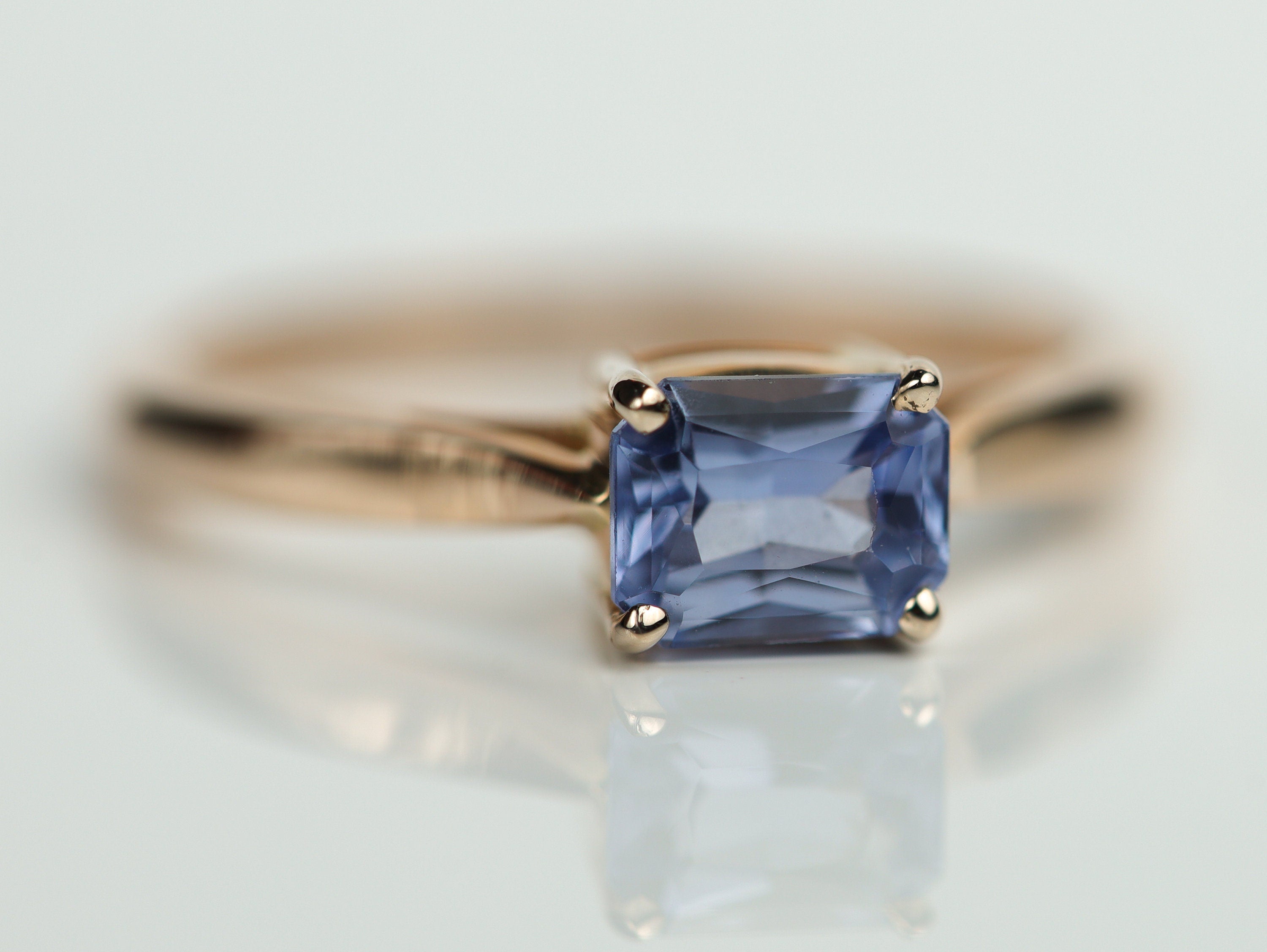 Blue Sapphire Engagement Ring | 1 Carat Solitaire | Sapphire Gift Ring for Her -