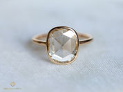 2ct Rose Cut Light Brown Diamond Engagement Ring | Cushion Diamond Ring -
