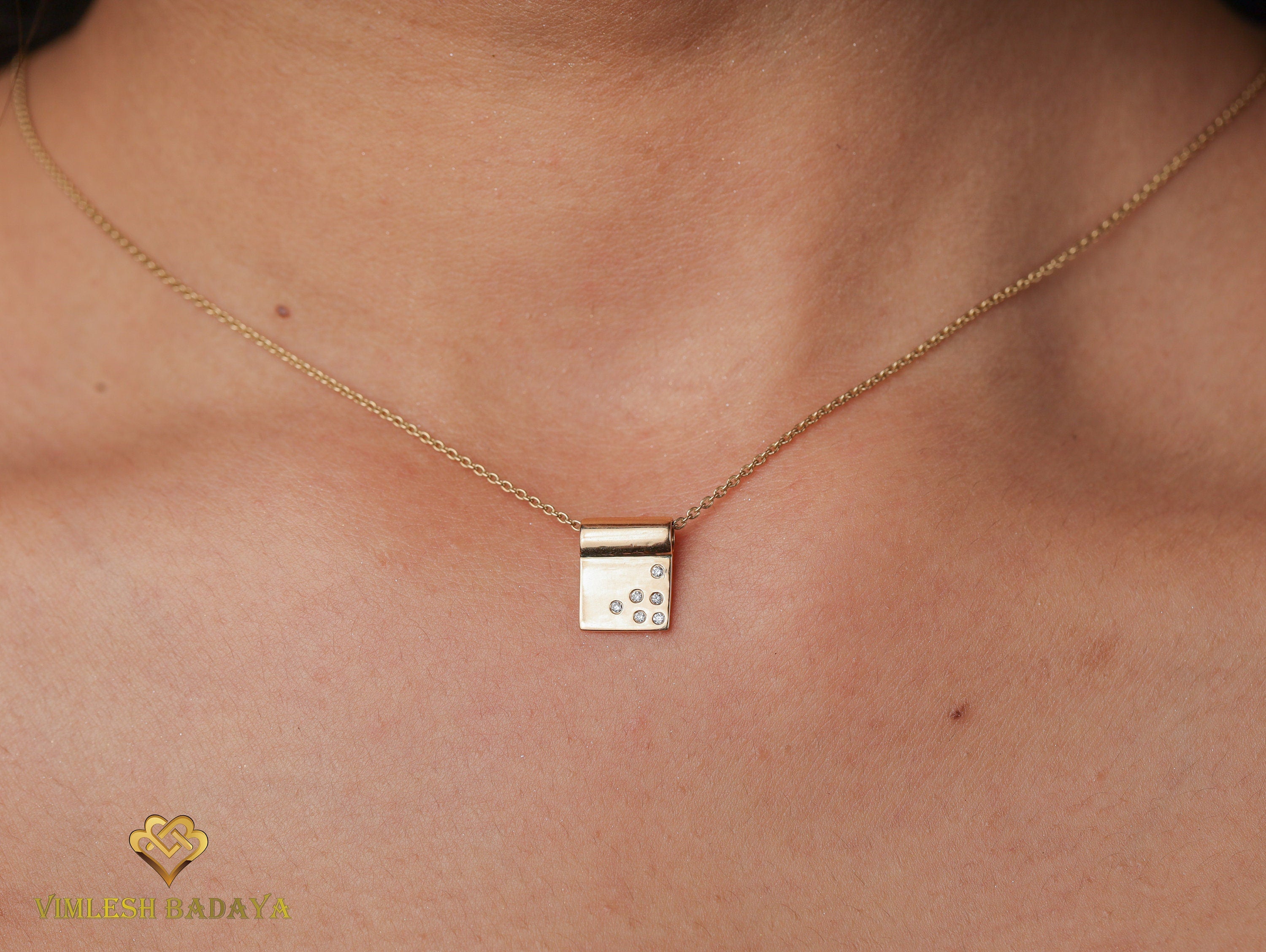Unique Dainty Diamond Necklace | Gold Diamond Necklace | Birthday Gift Jewelry for Her -
