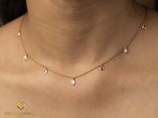 Polki Diamond Necklace | Adjustable Gold Slice Diamond Necklace | Elegant Gold Necklace for Her -