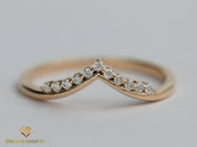 Chevron Diamond Wedding Ring | Nesting Diamond Band | Stackable Wedding Ring for Women -