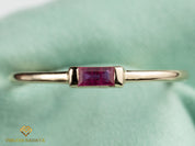 Ruby Baguette Stacking Ring | Dainty July Birthstone Ruby Ring | Everyday Minimal Ruby Ring -