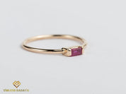 Ruby Baguette Stacking Ring | Dainty July Birthstone Ruby Ring | Everyday Minimal Ruby Ring -
