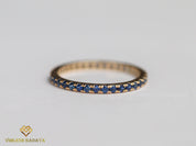Full Eternity Blue Sapphire Wedding Band | Pink Sapphire 1.5mm Stacking Ring -