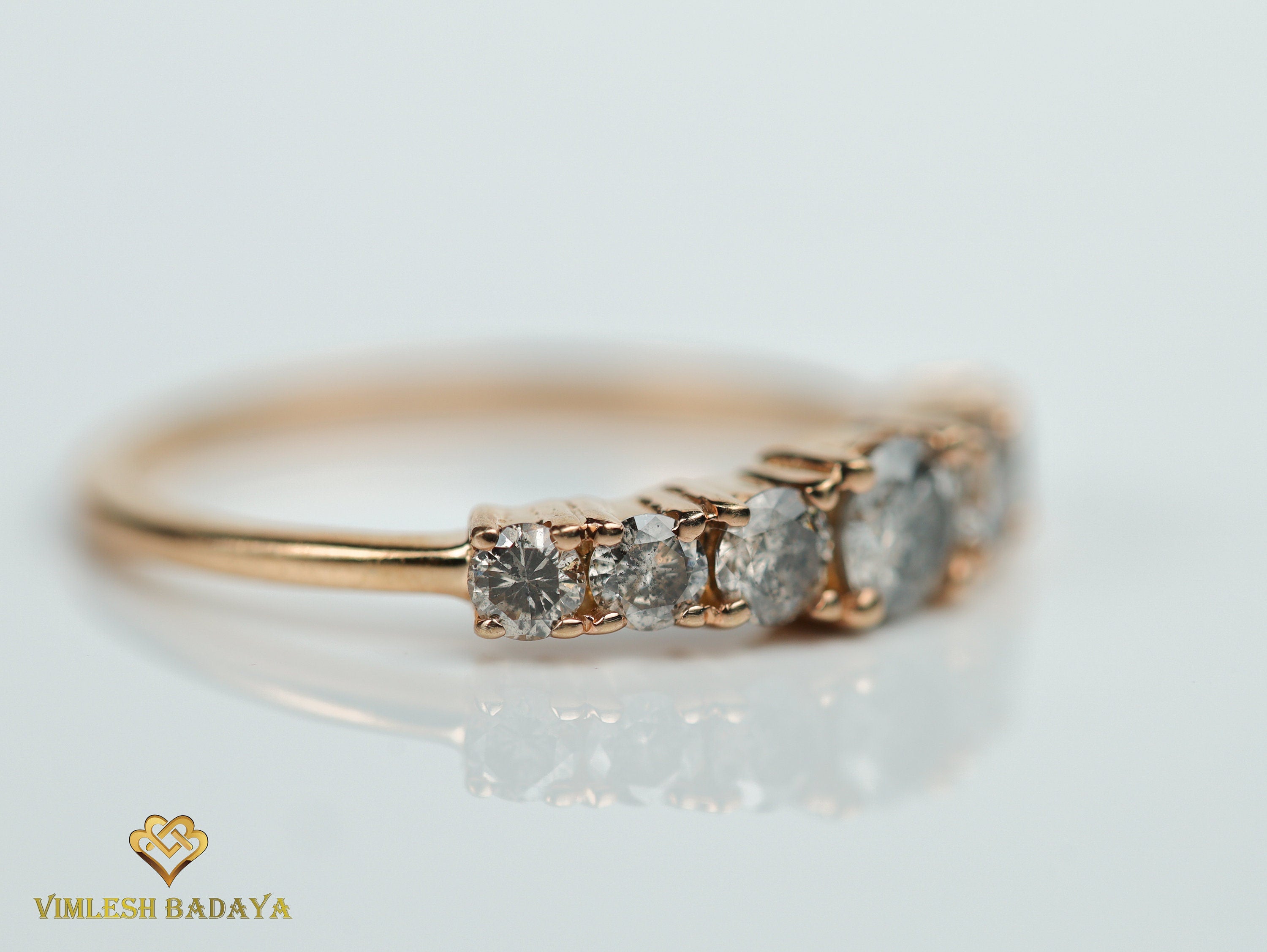 Gray Diamond Ring | Salt & Pepper Diamond Wedding Ring | Large Diamond Wedding Band -