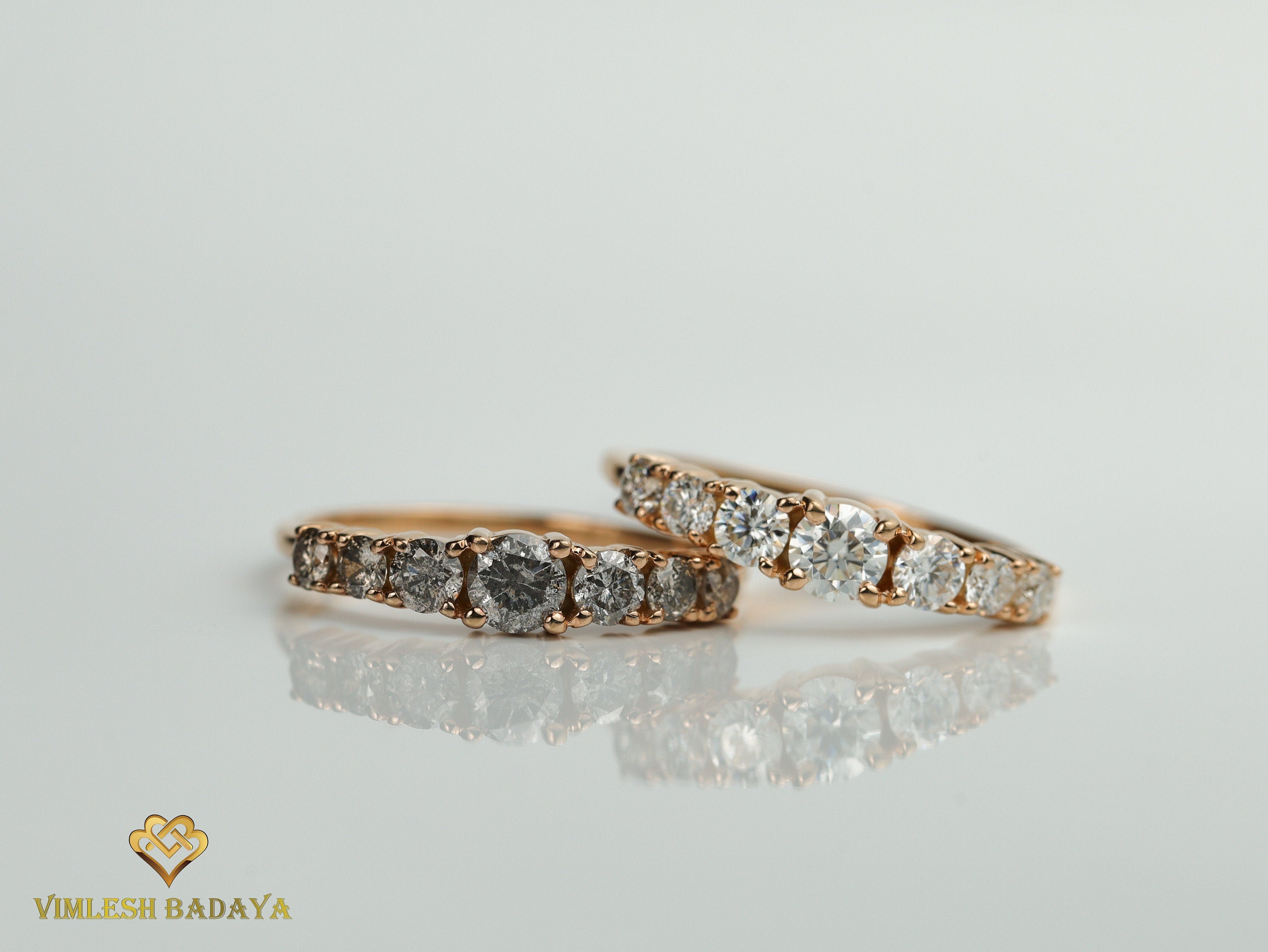 Gray Diamond Ring | Salt & Pepper Diamond Wedding Ring | Large Diamond Wedding Band -