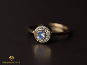 Moonstone Sun & Moon Engagement Ring | Rainbow Moonstone Ring | Round Cut Engagement Ring -