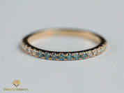 Blue Diamond & White Diamond Wedding Band | Minimalist Multi-Color Eternity Ring | Thin Stacking Ring -