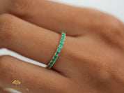 Emerald Wedding Band | 2mm Emerald Eternity Ring -