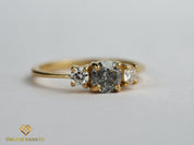 Salt and Pepper Diamond Engagement Ring | Three Stone Gray Diamond Ring -