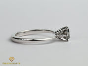 Salt & Pepper Diamond Solitaire Ring | 5mm Gray Diamond Ring | Solid Gold Engagement Ring -