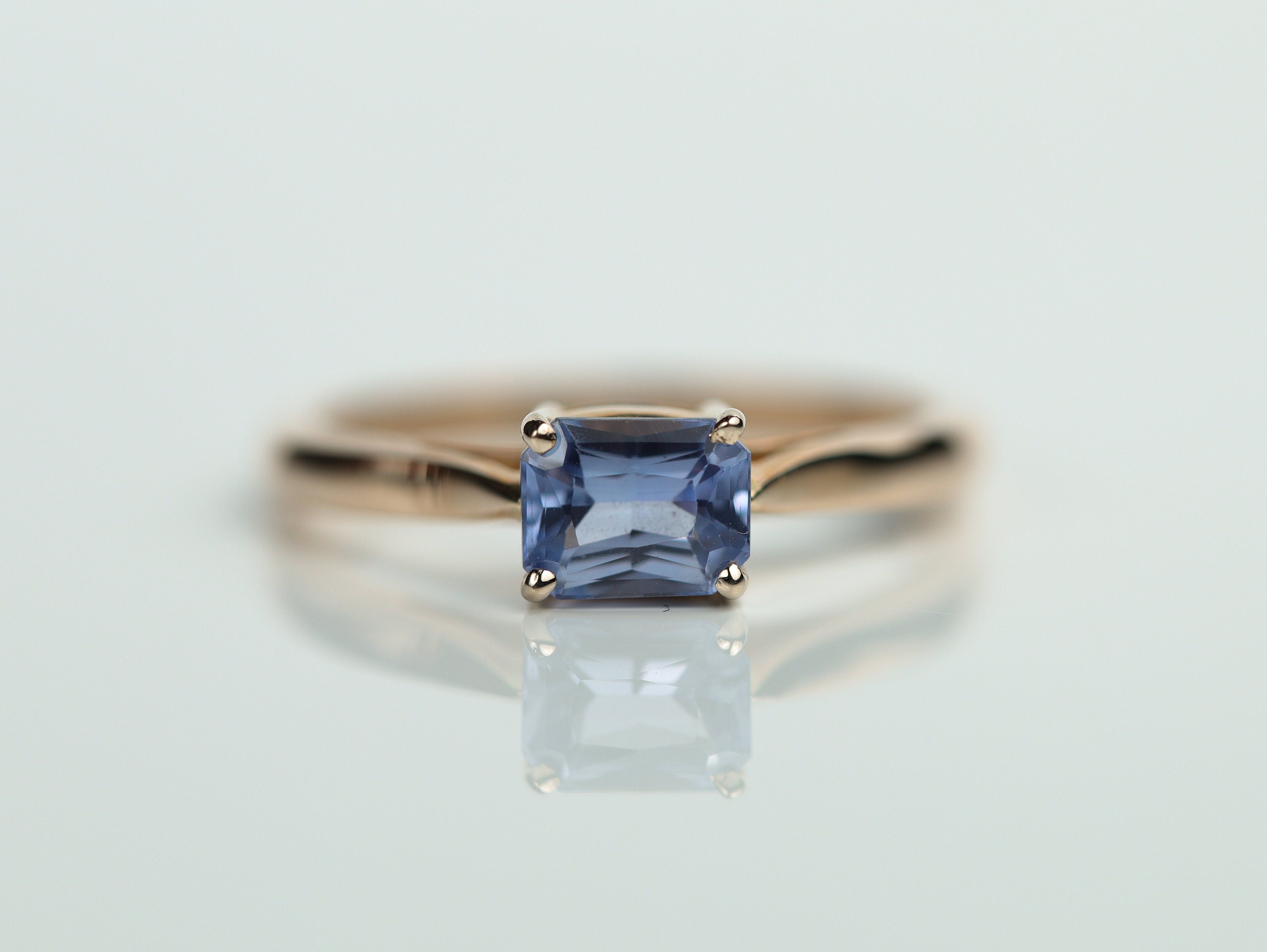 Blue Sapphire Engagement Ring | 1 Carat Solitaire | Sapphire Gift Ring for Her -